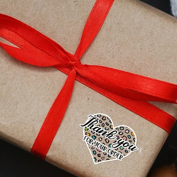 Leopards Heart ♥️ 500 Roll of Thank You Stickers 1.8” x 1.8” - Picture 3 of 7